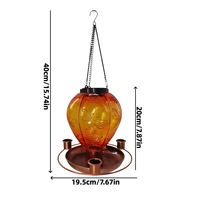 Mangeoire à oiseaux suspendue à énergie solaire, mangeoire et abreuvoir à oiseaux en métal pour l'extérieur, double usage, décoration de jardin et de pelouse, lumière