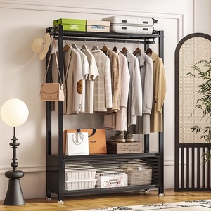 Organisateur de vêtements en acier, type rectangulaire sur pied, multifonction, en fer forgé, pour chambre à coucher, salon, usage domestique - Product Image 3