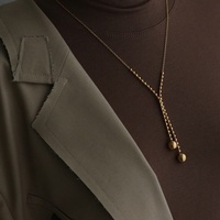 À la mode 18k Plaqué Or En Acier Inoxydable Bijoux De Mode Femmes Accessoires Décoratifs Chandail Long Gland Boule Chaîne Collier