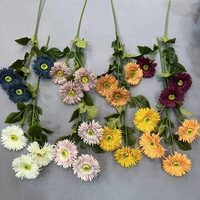 Tiges de fleurs de chrysanthème artificielles en soie, 3 têtes, fausses fleurs artisanales, longue durée, pour la maison, la Saint-Valentin, Thanksgiving