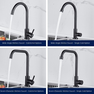 Rubinetto da cucina FRAP moderno monocomando, miscelatore acqua calda e fredda girevole a 360 gradi in acciaio inossidabile per uso cucina - Product Image 5
