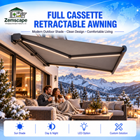 Auvent rétractable moderne à cassette intégrale en aluminium, système de protection solaire électrique à bras articulés pour café, terrasse, villa, patio