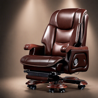 Fauteuil de bureau exécutif en cuir avec massage, ergonomique, dossier haut, inclinable et pivotant pour bureau à domicile, vente en gros
