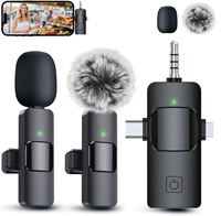 Microphone sans fil mini 3 en 1 pour iPhone, Android, appareil photo, microphone cravate sans fil professionnel pour l'enregistrement et le streaming en direct