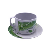 Tasses à thé et soucoupes en mélamine plastique de haute qualité, durables, personnalisables (couleur, logo, motif floral), réutilisables pour le camping et la restauration – Vente chaude en gros