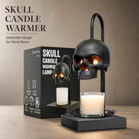 Lampe à bougie en métal populaire avec base en forme de crâne pour la décoration de table de chevet