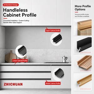 Gagang Profil Aluminium Gola untuk Lemari Pakaian Grosir, Gagang Tarik Tersembunyi Bentuk G L J, Gagang Profil Bentuk G untuk Kabinet Dapur - Product Image 3