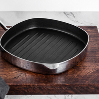 Poêle à griller antiadhésive pour la maison, idéale pour la viande et le poisson, en acier inoxydable de haute qualité