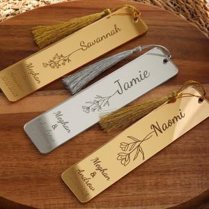 Recuerdos de Fiesta de Acrílico Rectangular con Grabado Floral y Acabado de Espejo, Regalos para Despedida de Soltera y Recuerdos para Damas de Honor - Product Image 1