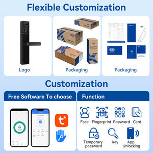 K स्मार्ट लॉक उन्नत कीलेस एंट्री सिस्टम एल्यूमीनियम मिश्र धातु काले डिजिटल दरवाजा हैंडल बायोमेट्रिक फिंगरप्रिंट पहचान घर - Product Image 5