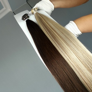 JasminebeautyWholesale Flat Tip Italian Keratin Pre Bonded Human Hair Extension Double Drawn <b>Russian</b> Remy High Quality - Product Image 4