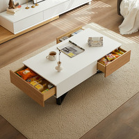 Ensemble de tables basses pour salon, design moderne, style crème, table basse avec rangement, table centrale en bois pour la maison