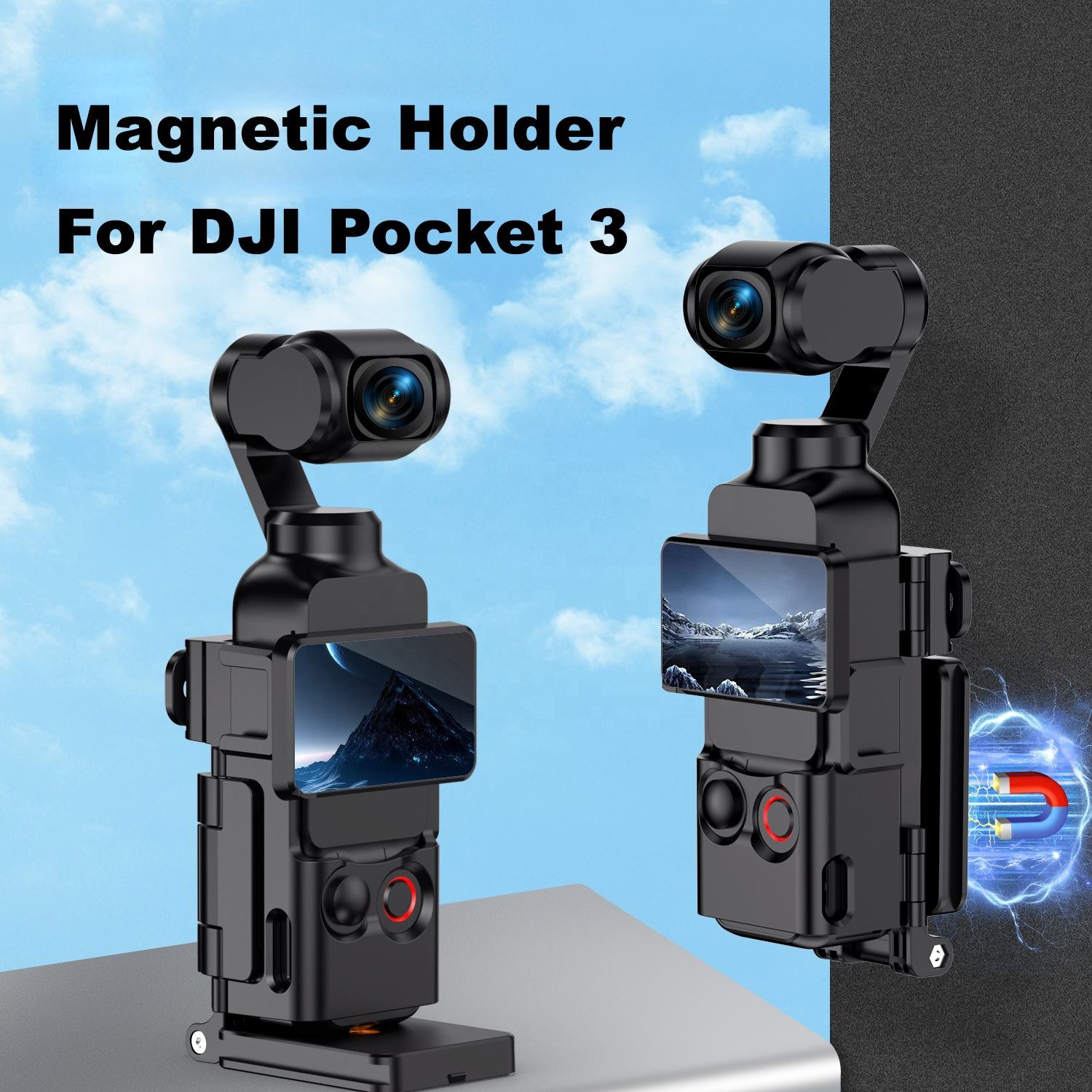 Magnetic Camera Desktop Base Stand Holder Expansion Adapter Mount Bracket Adjustable Clip Clamp Mount for DJI Osmo Pocket 3
