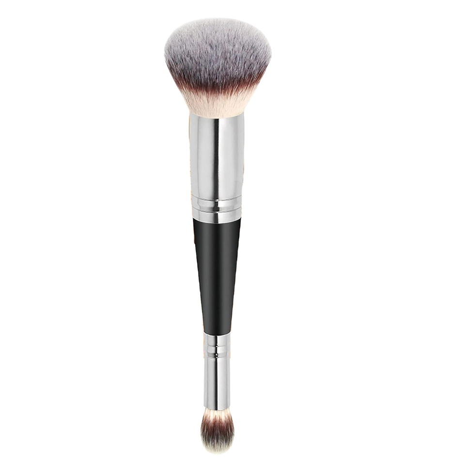 2-in-1 Foundation Concealer Makeup Brush Aluminum Synthetic Hair Makeup Application Private Label Customized Single Brush