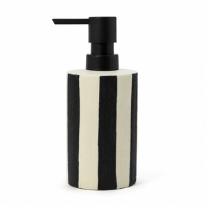 Black White Striped Ceramic Bathroom <b>Accessory</b> Set Lotion Dispenser Soap Dish Tumbler <b>Toilet</b> Brush Holder Four Piece - Product Image 3