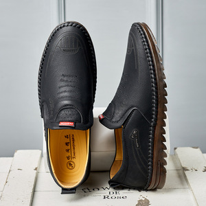 Men's Leather <b>Shoes</b> <b>Soft</b> Cowhide Breathable Rubber Sole Low Heel Leisure Walking Style <b>Shoes</b> - Product Image 3