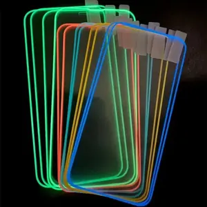 Protecteur d'écran lumineux en <span class=keywords><strong>silicone</strong></span> multicolore phosphorescent 9h en verre trempé pour <span class=keywords><strong>Iphone</strong></span> 11 12 13 14 Pro Max - Product Image 5