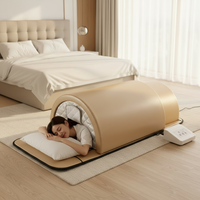 Dôme de sauna en FIR or clair de luxe avec 36 lumières LED pour la luminothérapie et 4 modules de traitement à ondes extra-longues pour une détoxification profonde