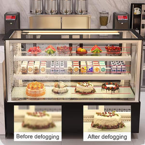 Vitrina Curva de Cristal Ahorradora de Energía para Pasteles, Refrigerador Antivaho para Exhibición de Repostería con Control Digital para Barra de Postres - Product Image 5