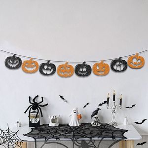 Guirnalda de Papel con Diseño de Calabaza Brillante y Caras de Fantasmas Terroríficas para Halloween, Decoración para Fiestas - Product Image 1