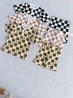 Ensembles courts deux pièces unisexes pour bébé à motifs à carreaux, fabriqués à 95 % de bambou et 5 % d'élasthanne, 220 GSM, haute qualité, toutes saisons, OEKO