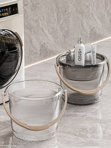 Ensemble <span class=keywords><strong>de</strong></span> seaux à linge ménagers avec couvercle en <span class=keywords><strong>plastique</strong></span>, stockage d'eau, shampoing, <span class=keywords><strong>bain</strong></span>, transparent, anti-goutte, protection solaire - Product Image 2