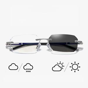 Cổ điển Slim không có vành chống ánh sáng màu xanh Kính đọc sách rõ ràng/Orange/Xám/Red resin PC Sun Protection thay đổi màu sắc thuộc tính - Product Image 2