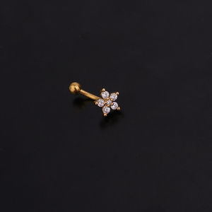 HENGSEN Bijou de <span class=keywords><strong>piercing</strong></span> en acier inoxydable doré et argenté, barbell en cuivre avec zircon cubique, pour Daith, Tragus, <span class=keywords><strong>Helix</strong></span>, Snug, Rook - Product Image 5