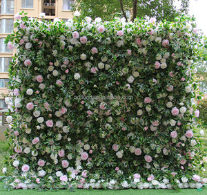 <span class=keywords><strong>A50</strong></span> Décoration extérieure de salon de mariage Faux mur d'herbe verte blanche Rideau mural en <span class=keywords><strong>rose</strong></span> artificielle 3D en tissu enroulé avec fleurs Toile de fond murale - Product Image 6