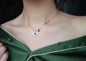 Campione di disegno in oro Rosa placca demone Occhio per le donne zircone collana in argento 925 - Product Image 6