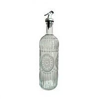 Bouteille Distributrice d'Huile d'Olive en Verre 500ml 17oz avec Bec Verseur, Bouteille Transparente pour Vinaigre, Bouteille d'Huile de Cuisine, Distributeur d'Huile et de Vinaigre