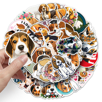 50 pièces usine ventes dessin animé Kawaii Animal Beagle autocollant personnalisé pour ordinateur portable tasse Journal autocollant