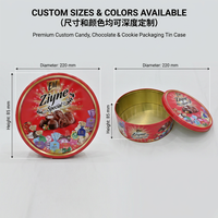 Boîte en métal ronde personnalisée pour chocolats, impression intégrale, qualité alimentaire, boîte cadeau pour bonbons, assortiment de sucreries, boîte en métal, fabrication OEM, vente en gros