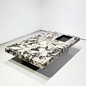 โต๊ะกาแฟในโรงแรมทำจากหินธรรมชาติโต๊ะกาแฟดีไซน์แบบวิลล่าสี่เหลี่ยมทันสมัยหรูหราสำหรับบ้าน - Product Image 1