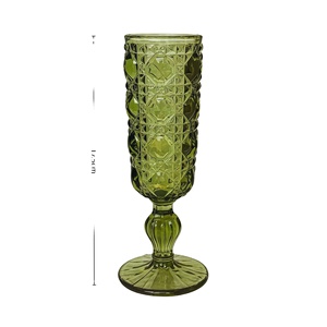 Flûtes à <span class=keywords><strong>champagne</strong></span> en verre gravé motif diamant vert sauge 135 ml – Gobelets vintage verts pour vin - Product Image 6