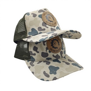 Casquette Trucker Camouflage avec Patch en Cuir Personnalisé, Faible MOQ, Vente en Gros, Logo Gravé Personnalisé, Qualité Supérieure, Dessus en Maille - Product Image 3