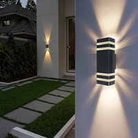 Applique murale LED extérieure étanche à double tête 12W, support carré E27, base en acier inoxydable, pour cour, couloir, porte d'entrée