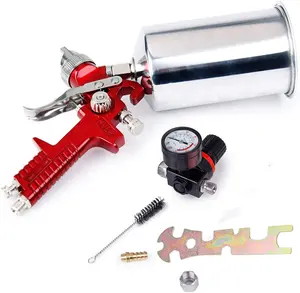 High Performance HVLP Gravity Feed Spray Gun With 1.4mm 1.7mm 2.5mm Fluid Tips 1000cc Aluminum Cup For Auto Paint