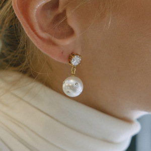 Faux Pearl Drop Earrings With Crystal Stud Gold Plated Stainless Steel Jewelry For Women Elegant Party <b>Wedding</b> <b>Accessories</b> - Product Image 3