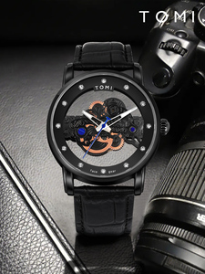 Reloj de Moda para Hombre TOMI, Correa de Cuero, Caja de Aleación, Esfera de Cristal, Ancho de Correa de 20 mm, Incluye Caja de Regalo Hangzhou - Product Image 2