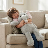 Peluche éléphant gris de 60 cm pour les amateurs d'éléphants, décoration de chambre sur le thème du safari et collections de peluches