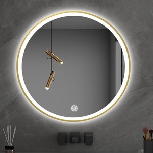 Aluminum Frame LED Luminous <strong>Light</strong> Mirror Wash Basin Wall Hanging Round Mirror <strong>Bathroom</strong> Smart <strong>Bathroom</strong> Mirror - Product Image 2