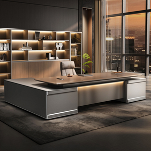 Scrivania Direzionale di Lusso Moderna di Alta Gamma, Tavolo da Ufficio Commerciale in Legno Ecologico con Texture Naturale - Product Image 3