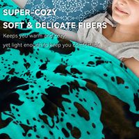 Couverture en polaire de luxe à imprimé vache turquoise sarcelle Ultra douce et chaude pour chambre à coucher confortable canapé canapé décor et idées cadeaux