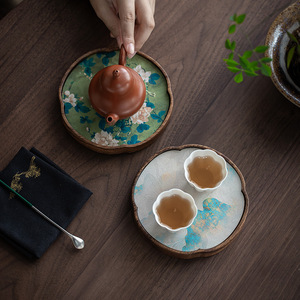 Walnut Wood Teapot Stand Solid Wood <b>Tea</b> <b>Tray</b> Irregular Shape Heat Resistant For Kung Fu <b>Tea</b> Ceremony Accessories - Product Image 4