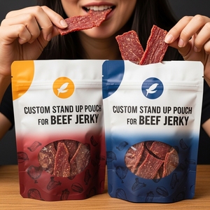 Custom Stand up Zipper <b>Pouch</b> Resealable Food Grade Plastic Bags Printed Logo Option for Beef Jerky Biltong & Dried Snack - Product Image 2