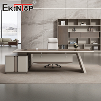 Ensemble de mobilier de bureau de direction moderne de luxe Ekintop CEO, bureau convertible en bois, modulaire, extensible et réglable