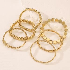 All'ingrosso colore oro dolce coppia cool stile spiaggia fatto a mano perline elastico a forma di stella bracciale rotondo braccialetto di perline set per le donne - Product Image 4