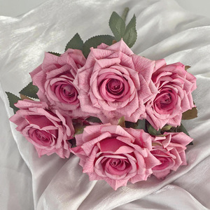 7 têtes de roses en soie couleur cappuccino pour décoration de mariage et de maison, roses artificielles, centre de table - Product Image 3