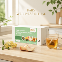 Thé aux herbes naturel au parfum d'osmanthus et de pêche blanche, mélange OEM direct usine pour le soulagement du stress et la tranquillité, en sachets, en boîte